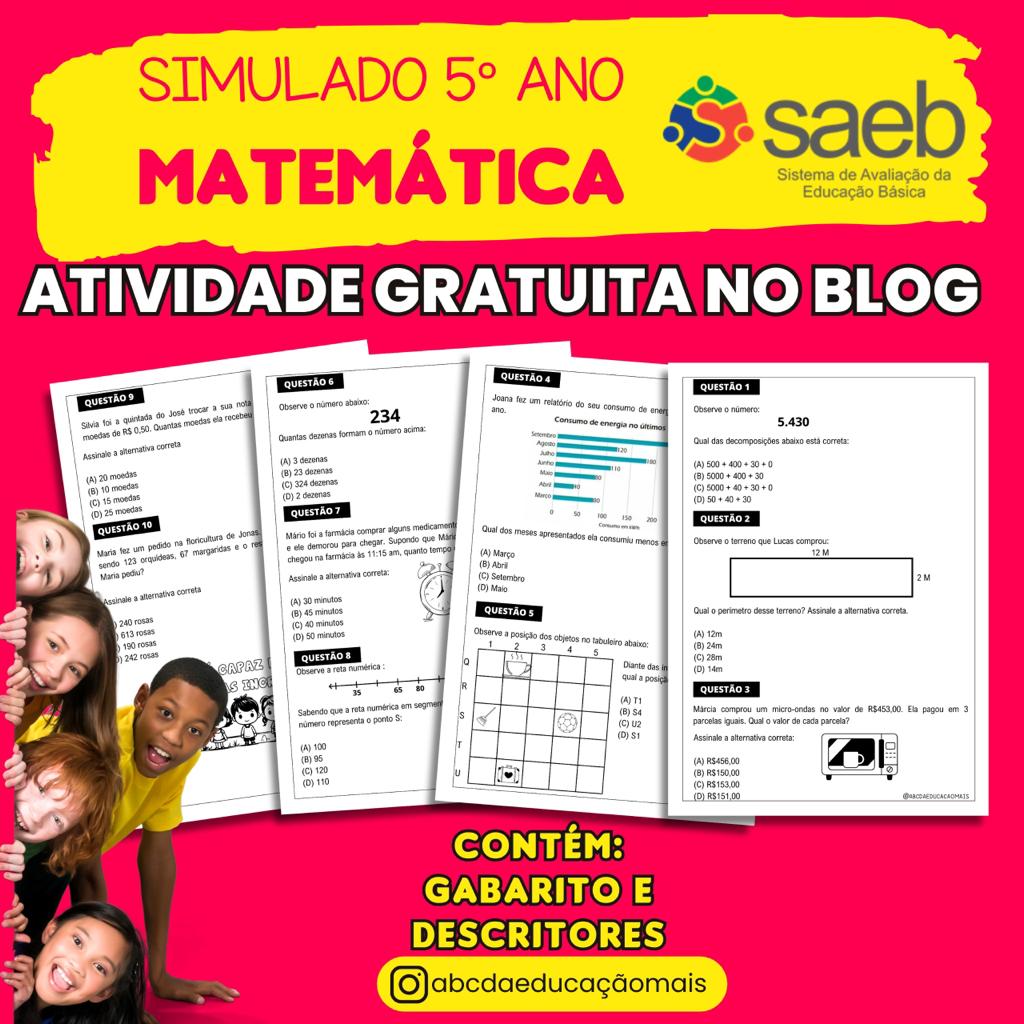 Simulado de Matemática para o 3° ano do Ensino Fundamental I